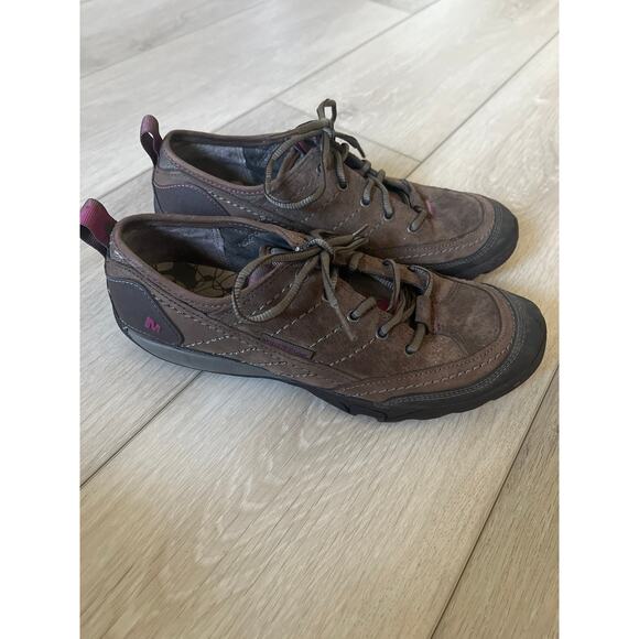 Merrell 'Mimosa' Women's 8 Lace Up Comfort Shoe Brown Suede Casual Sneaker - Picture 2 of 7